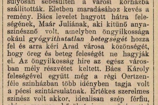 Ifjabb martonfalvi Bács Károly (1849-1903) színész, rendező életútjának dabasi vonatkozásai