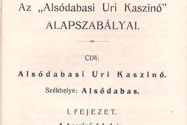 Az Alsódabasi Úri Kaszinó alapszabálya