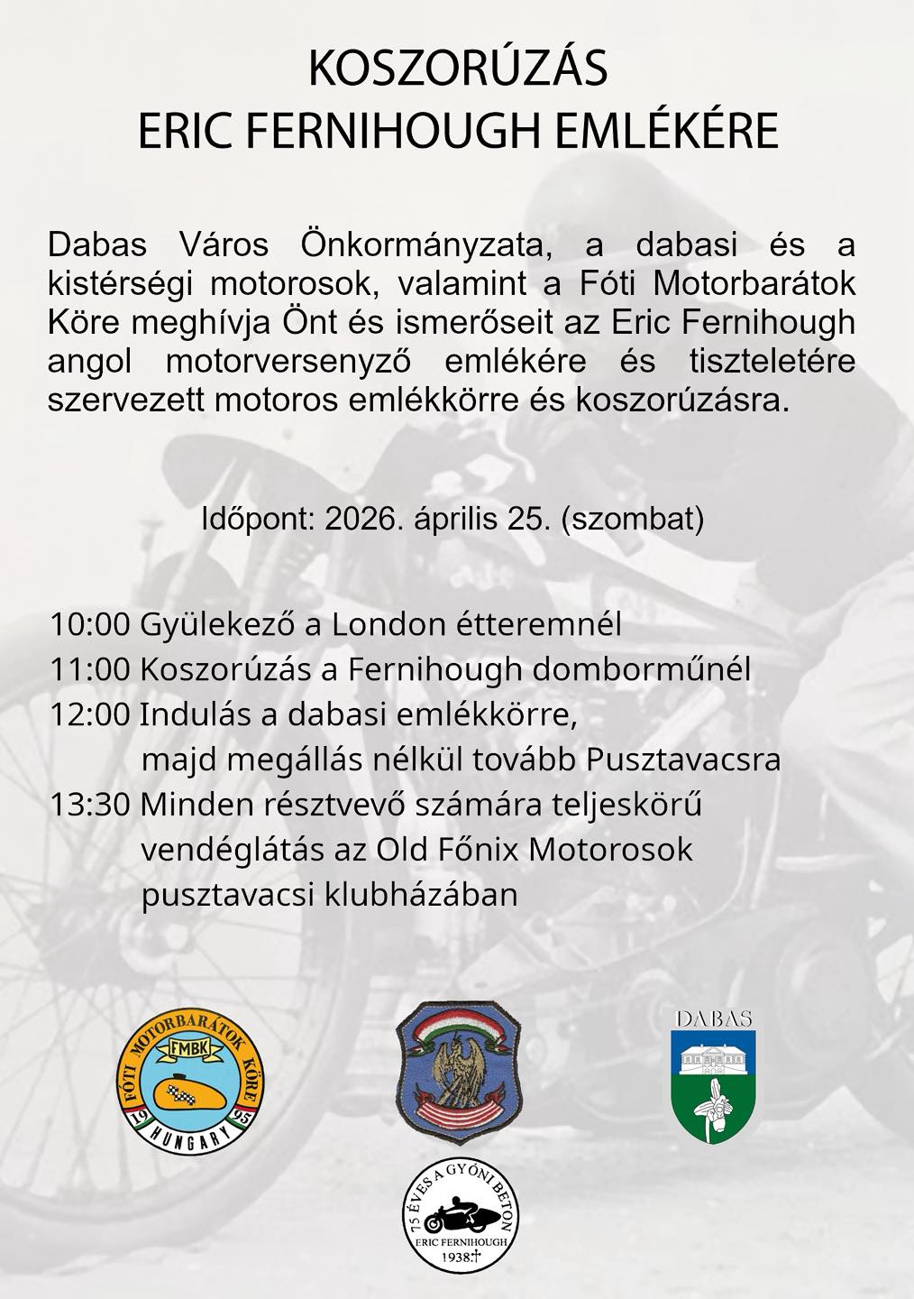 KOSZORÚZÁS ERIC FERNIHOUGH EMLÉKÉRE