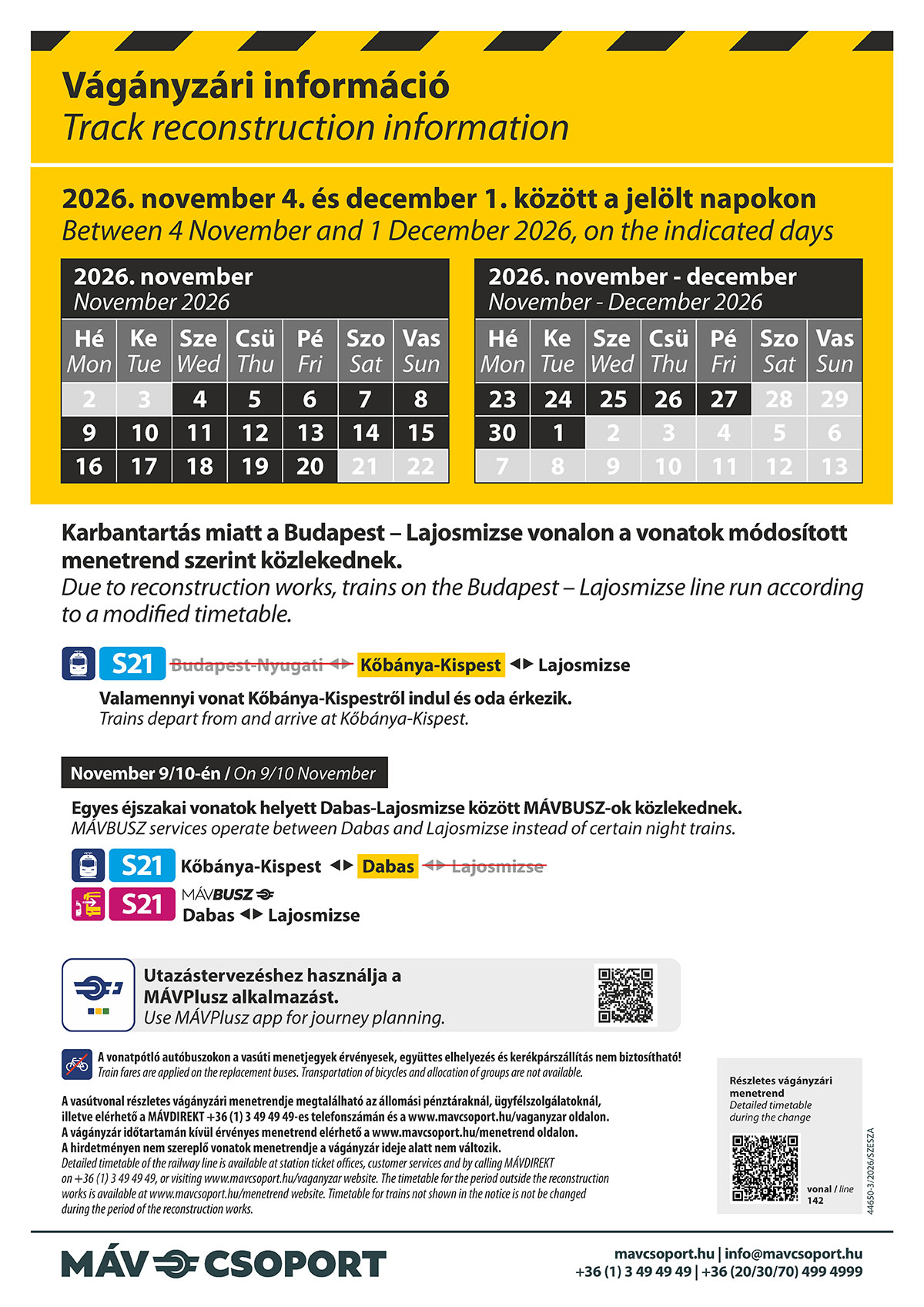 MÁV-csoport hirdetménye