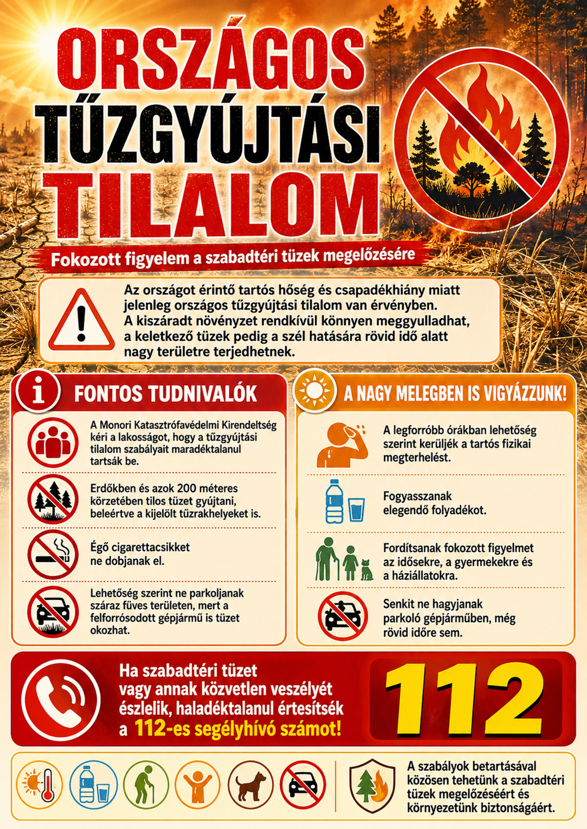 Országos tűzgyújtási tilalom – fokozott figyelem a szabadtéri tüzek megelőzésére