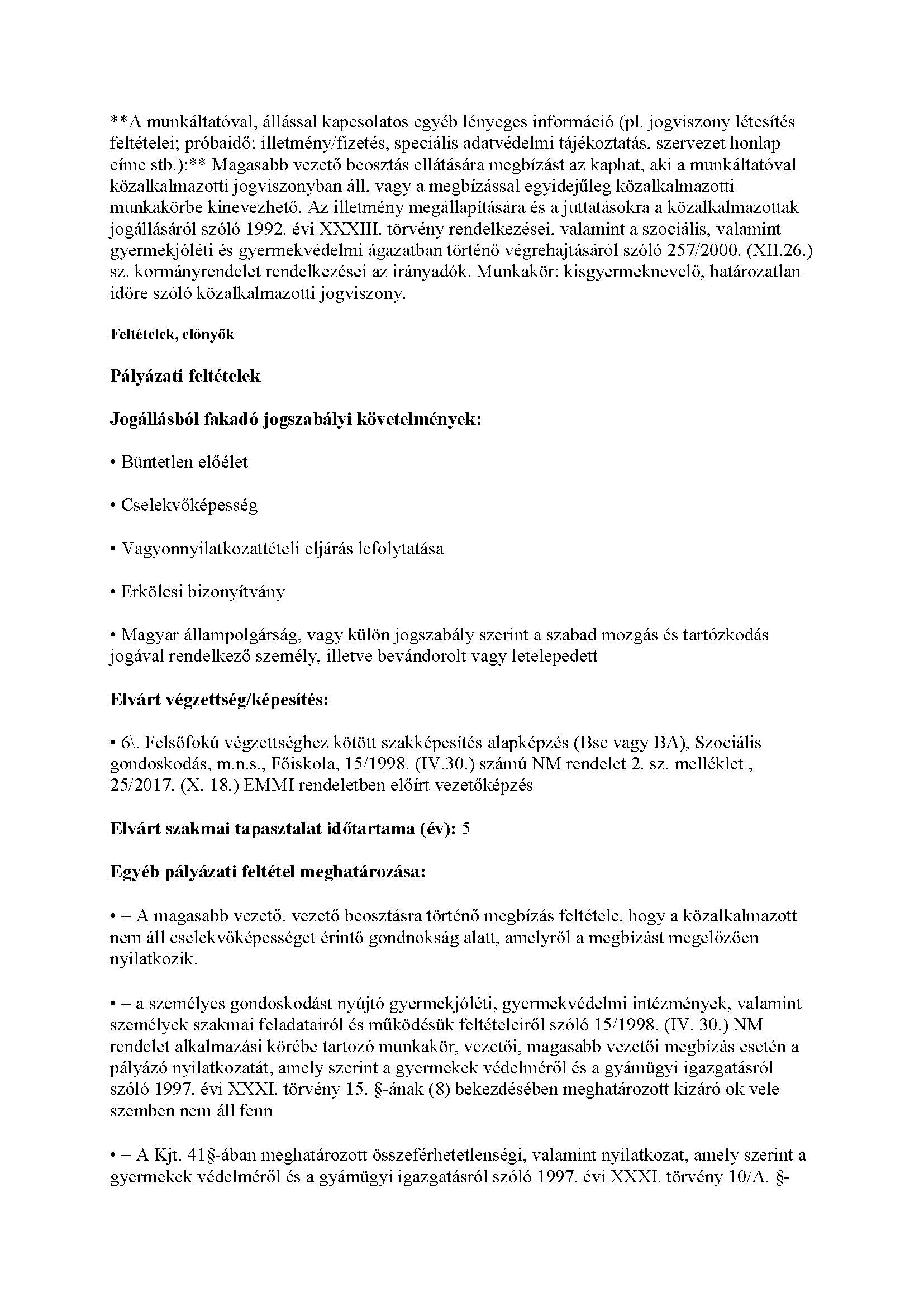 Álláspályázat Manódombi Bölcsőde - Bölcsőde vezető munkakör/feladatkör betöltésére.