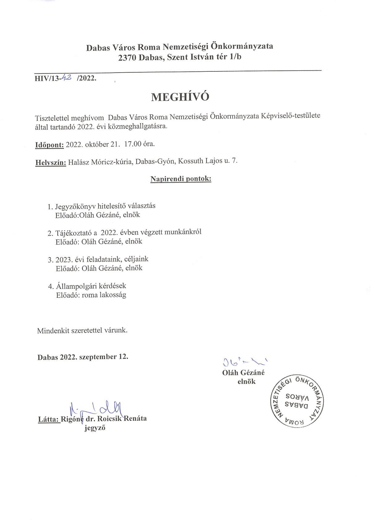 meghivo roma kozmegh 2022